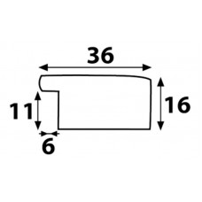 Пластиковый багет PF36-3-2 (тип: плоский; размер: 36x16 мм; цвет: серый)