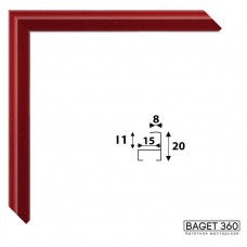 Деревянный багет DI8-3-9 (тип: плоский; размер: 8x20 мм; цвет: красный)